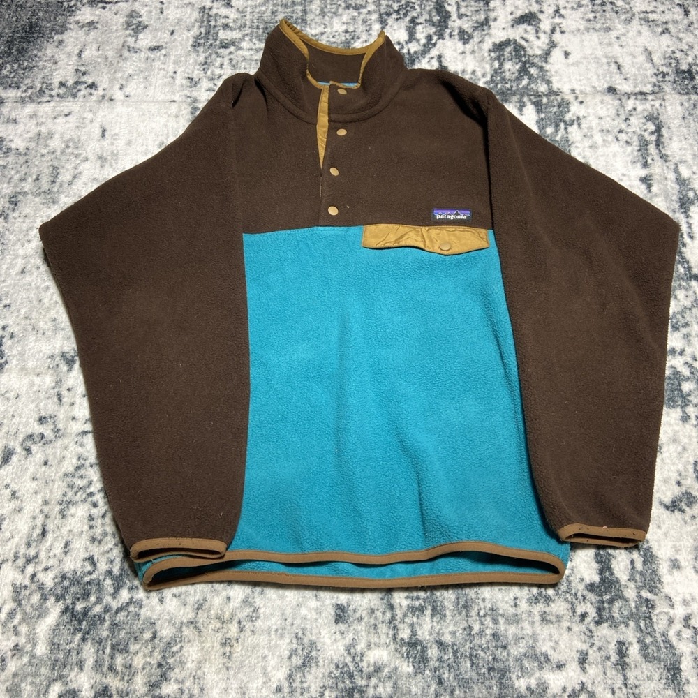 Patagonia Synchilla Snap-T Fleece Pullover Mens‎ Extra Small Brown Teal Y2K